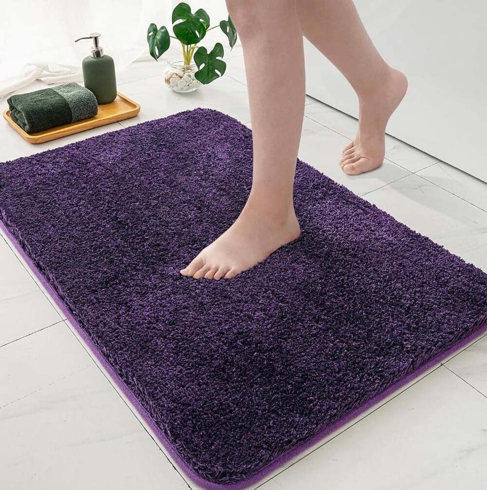 Miulee Bathroom Rug Size 20x30 Inches Dark Purple Microfiber